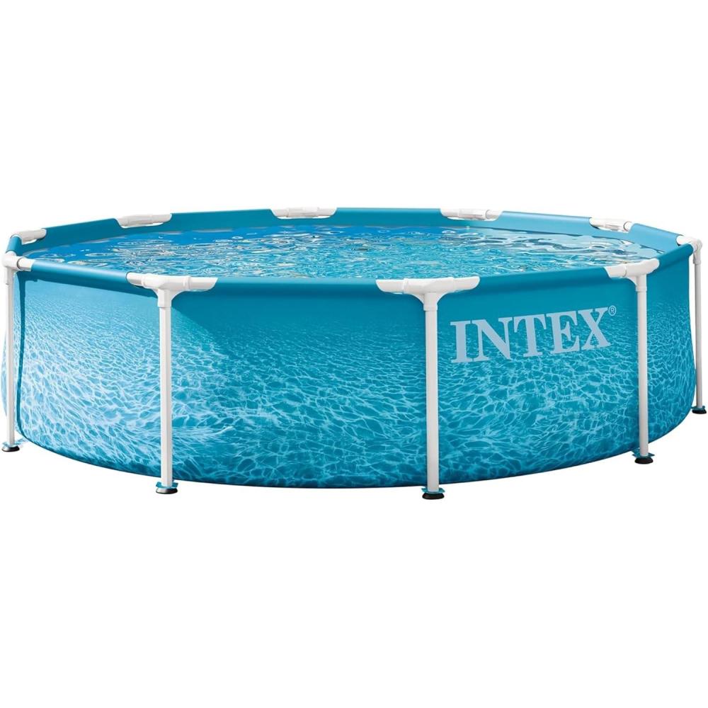 imageINTEX 28206EP 10Ft X 30In Beachside Metal Frame Above Ground Swimming Pool Pool Only Pump Not Included