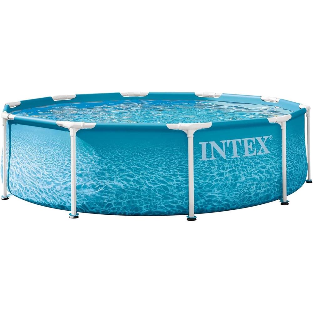 imageINTEX 28207EP 10Ft X 30In Beachside Metal Frame Above Ground Swimming Pool Set Includes 330 GPH Cartridge Filter Pump PunctureResistant Material Rust Resistant 1185 Gallon Capacity