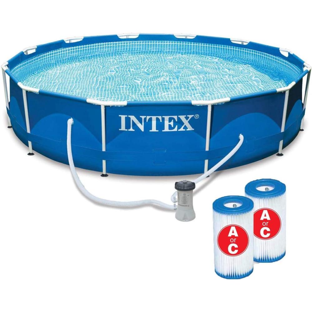 imageIntex 12 x 30 Metal Frame Pool with Filter amp Type A or C Filter Cartridges
