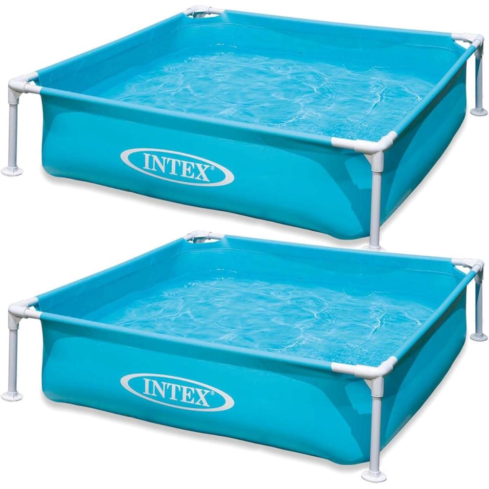 imageIntex 2 Pack 4ft x 12in Mini Frame Kiddie Beginner Swimming Pool Ages 3 and Up Blue