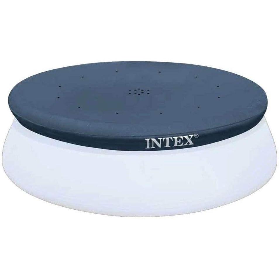 imageIntex 28021E Pool Cover For 10ft Round Easy Set Pools Includes Rope Tie Drain Holes 12in Overhang Snug Fit12 Round