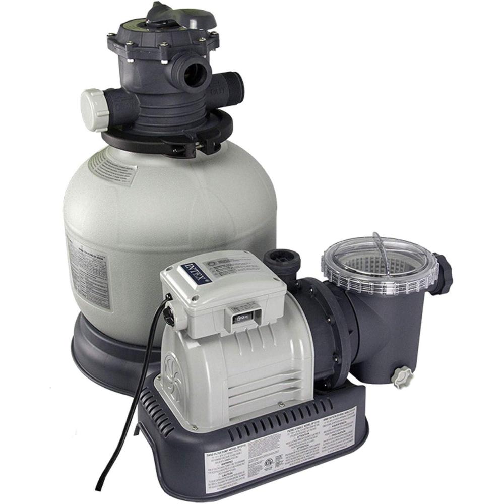 imageIntex Krystal Clear Sand Filter Pump for Above Ground Pools 2800 GPH Pump Flow Rate 110120V with GFCI14 in