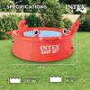 INTEX 26100EH Happy Crab Easy Set Inflatable Pool: 6ft x 20in – Puncture-Resistant Material – Quick Inflation – 232 Gallon Capacity – 16in Water Depth