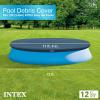 INTEX 28022E Pool Cover: For 12ft Round Easy Set Pools – Includes Rope Tie – Drain Holes – 12in Overhang – Snug Fit