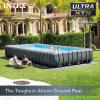 Intex 26373EH Ultra XTR 32ft x 16ft x 52in Above Ground Swimming Pool Set with Sand Filter Pump, Inflatable Lounge Pool Recliners (2-Pack) and Inflatable Cooler