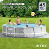 Intex 26723EH 15 Feet by 42 Inches Prism Frame Above Ground Swimming Pool Set with Debris Cover, Ladder, and 120 Volt 1000 GPH Cartridge Filter Pump