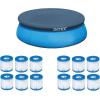 Intex 8′ Above Ground Pool Vinyl Cover Tarp & Type H Easy Set Filter (12 Pack)