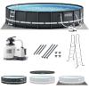 Intex Above Ground Swimming Pool Set, Ultra XTR 24′ x 52″ Round Frame Bundled with 2 Pack OptiFlow Premium Filter Sand, 50 lb Bags(26′ x 52″)
