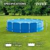 Intex Metal Frame 10ft x 30in Round Above Ground Outdoor Swimming Pool Set with 330 GPH Filter Pump, Cartridge, and Protective Round Pool Cover