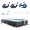 INTEX 26377EH Ultra XTR 32ft x 16ft x 52in Above Ground Swimming Pool Set with Sand Filter Pump, Inflatable Lounge Pool Recliners (2-Pack) and Inflatable Cooler