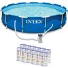 Intex 12ft x 30in Metal Frame Round Pool & Replacement Cartridge (12 Pack)