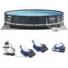 Intex 26333EH Ultra XTR 20ft x 48in Above Ground Swimming Pool Set with Sand Filter Pump, Inflatable Lounge Pool Recliners (2-Pack) and Inflatable Beverage Cooler