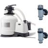 Intex 3000 GPH Sand Filter Pool Pump with Built-In Timer and Plunger Valve Set with Replacement Part (2 Pack) for Above Ground Outdoor Swimming Pools