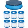 Intex 8′ Above Ground Pool Vinyl Cover Tarp & Type H Easy Set Filter (6 Pack)
