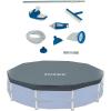 Intex Deluxe Maintenance Cleaning Kit & 12-Foot Round Frame Easy Set Pool Cover