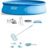 Intex Easy Set Round Above Ground Inflatable Swimming Pool with Filter Pump, Ladder, and Deluxe Maintenance Pool Cleaning Kit, Blue