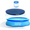 Intex Type H Easy Set Filter Cartridge Bundled with Pool Debris Vinyl Round Cover and Inflatable Above-Ground Kids Swimming Pool with Filter Pump