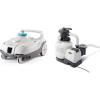 Intex ZX100 Auto Pressure Side Pool Cleaner with Hose and Converter and 2100 GPH Above Ground Pool Sand Filter Pump with Automatic Timer