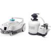 Intex ZX100 Auto Pressure Side Pool Cleaner with Hose and Converter and 3000 GPH Above Ground Pool Sand Filter Pump with Automatic Timer