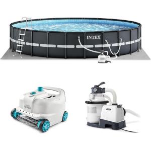 INTEX 26329EH Ultra XTR 18ft x 52in Above Ground Swimming Pool Set with Sand Filter Pump and Deluxe Automatic Vacuum Cleaner