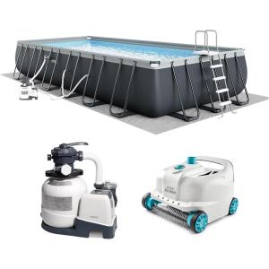 INTEX 26363EH Ultra XTR 24ft x 12ft x 52in Above Ground Swimming Pool Set with Sand Filter Pump and Deluxe Automatic Vacuum Cleaner