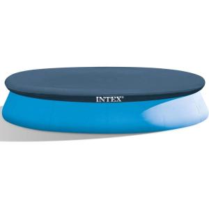 INTEX 28022E Pool Cover: For 12ft Round Easy Set Pools – Includes Rope Tie – Drain Holes – 12in Overhang – Snug Fit