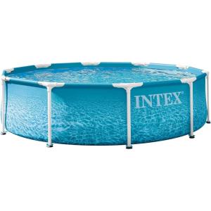 INTEX 28207EP 10Ft X 30In Beachside Metal Frame Above Ground Swimming Pool Set, Includes 330 GPH Cartridge Filter Pump, Puncture-Resistant Material, Rust Resistant, 1185 Gallon Capacity