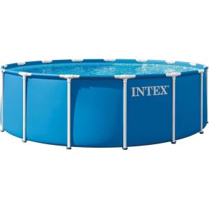 INTEX 28241EP 15Ft X 48In Metal Frame Above Ground Swimming Pool Set, Includes 1000 GPH Cartridge Filter Pump, Removable Ladder, Pool Cover, Ground Cloth
