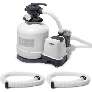 INTEX 3000 GPH Above Ground Swimming Pool Sand Filter Pump with Automatic Timer with 2 Pack of 1.5″ Diameter 1500 GPH Pump Replacement 59″ Hoses