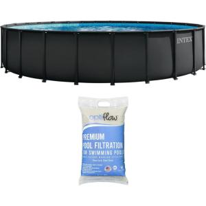 INTEX Above Ground Swimming Pool Set, Ultra XTR 26′ x 52″ Round Frame Bundled with 2 Pack OptiFlow Premium Pure Silica Filter Pool Sand, 50 lb Bag(26′ x 52″)