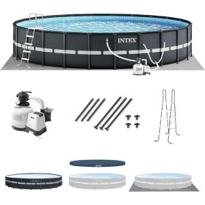 INTEX Ultra XTR Deluxe Round Above Ground Swimming Pool Set: 24ft x 52in – Includes Krystal Clear Cartridge Filter Pump – Easy to Assemble(Pool with Pump)