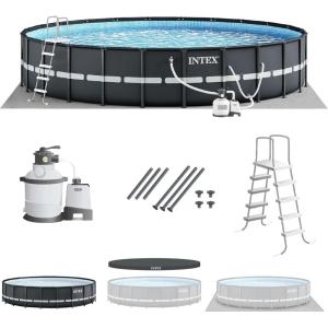 INTEX Ultra XTR Deluxe Round Above Ground Swimming Pool Set: 24ft x 52in – Includes Krystal Clear Cartridge Filter Pump – Easy to Assemble(with Sand Filter Pump)