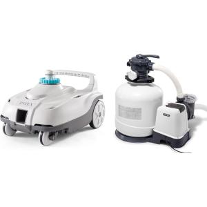 Intex ZX100 Auto Pressure Side Pool Cleaner with Hose and Converter and 3000 GPH Above Ground Pool Sand Filter Pump with Automatic Timer