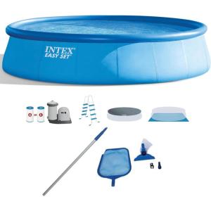 Round Above Ground Swimming Pool Set w/ Cleaning Maintenance Swimming Pool Kit