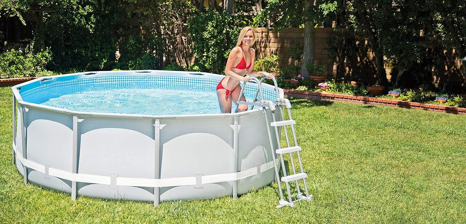 imageINTEX Deluxe Pool Ladder with Removable Steps for 36Inch and 42Inch Wall Height Above Ground Pools