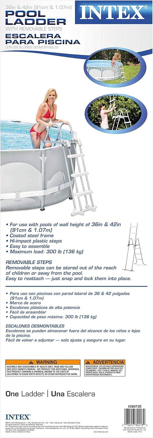imageINTEX Deluxe Pool Ladder with Removable Steps for 36Inch and 42Inch Wall Height Above Ground Pools