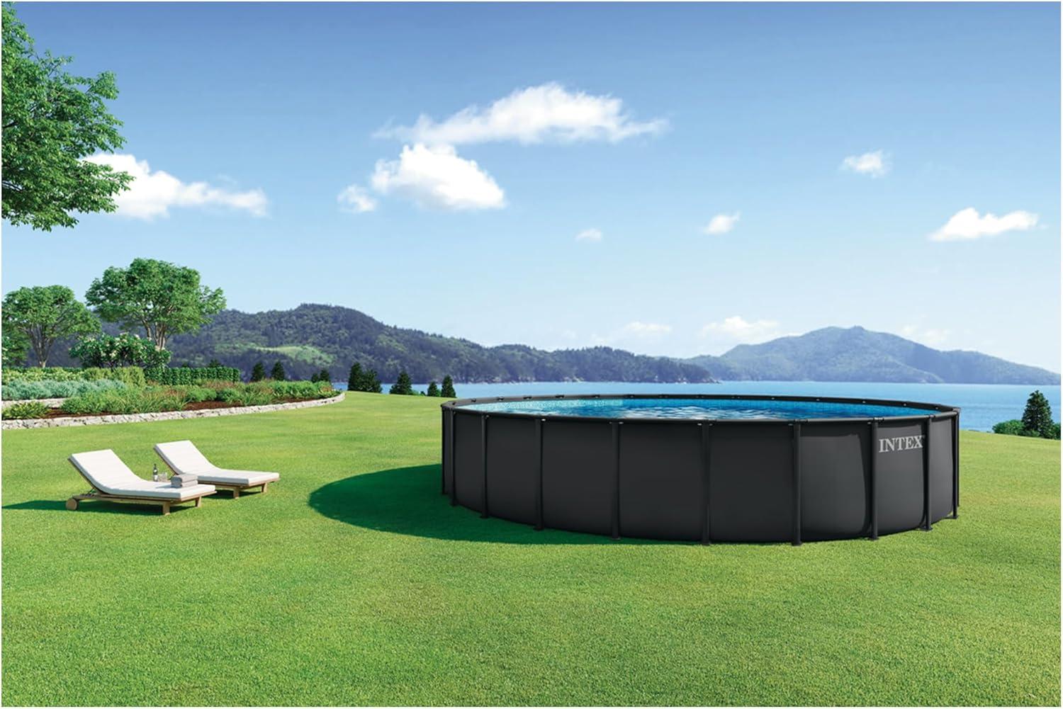 imageINTEX Ultra XTR Deluxe Round Above Ground Swimming Pool Set 26ft x 52in Includes Krystal Clear Cartridge Filter Pump Easy to Assemble 26345ST