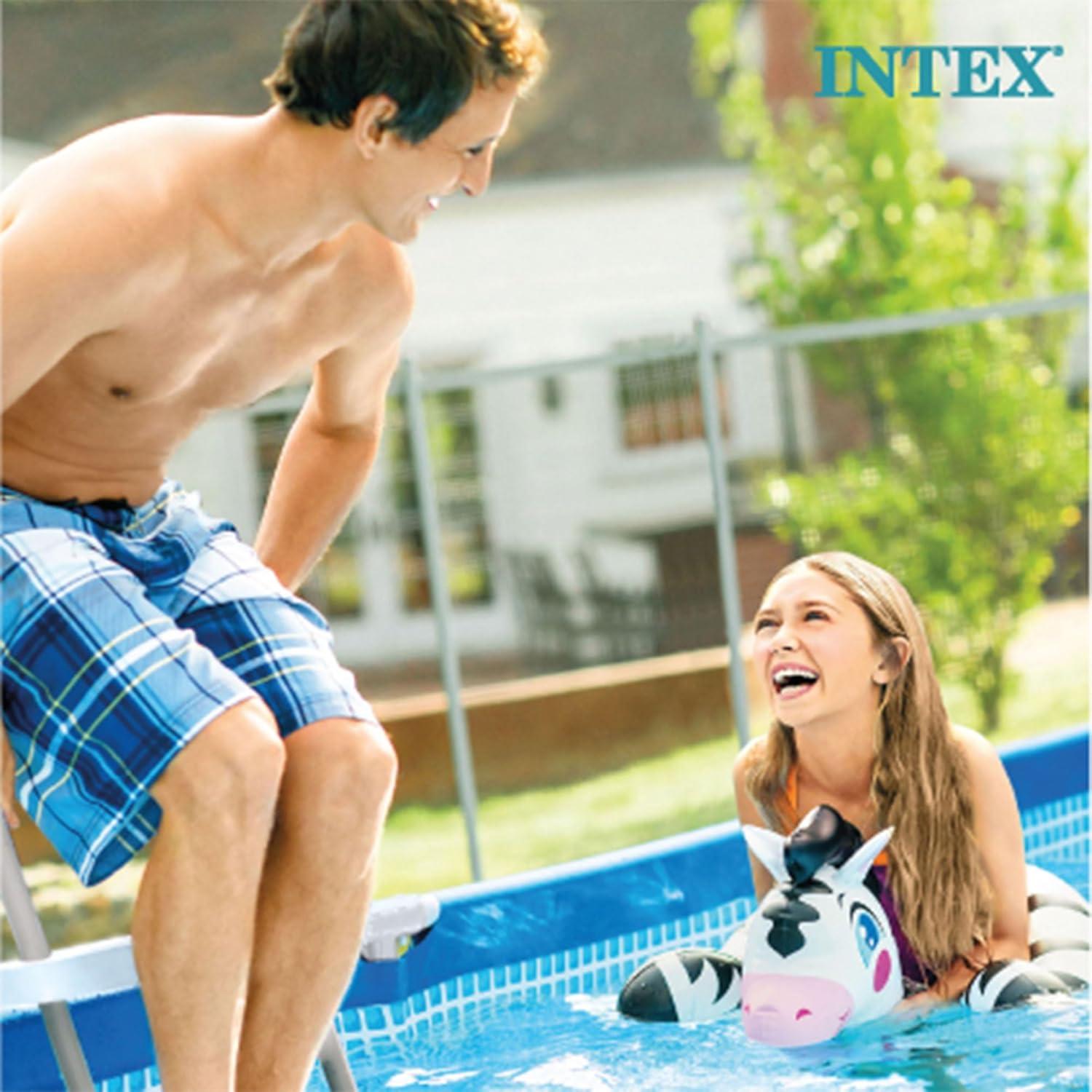 imageIntex 28120EH Easy Set 10 Foot x 30 Inch Round Above Ground Inflatable Ring Top Swimming Pool Bundled with 28021E 10 Foot Vinyl Pool Debris Cover
