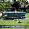 Intex 26325EH Ultra XTR 16ft x 48in Above Ground Swimming Pool Set with Sand Filter Pump, Inflatable Lounge Pool Recliners (2-Pack) and Inflatable Beverage Cooler