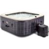 Intex Handheld Above Ground Pool Vacuum Cleaner with 2 Brush Heads and PureSpa Plus 4 Person Inflatable Square Hot Tub Spa, Greystone