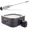 Intex Handheld Above Ground Pool Vacuum Cleaner with 2 Brush Heads and PureSpa Plus 4 Person Inflatable Square Hot Tub Spa, Greystone