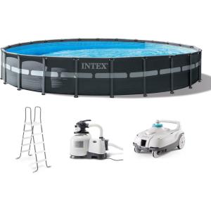 INTEX 26339EH Ultra XTR 24ft x 52in Above Ground Swimming Pool Set with Sand Filter Pump and Deluxe Automatic Vacuum Cleaner