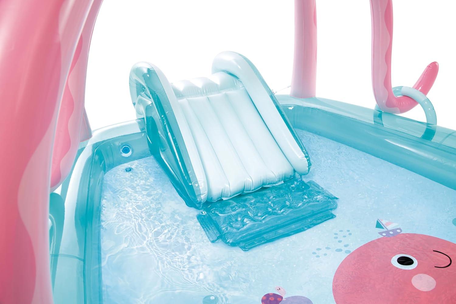 imageINTEX 57128MW Shark Play Center Inflatable Kiddie Pool 615in x 51in x 33in Ages 2Blue