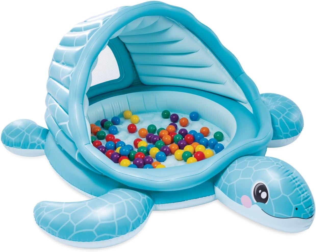 imageINTEX 57128MW Shark Play Center Inflatable Kiddie Pool 615in x 51in x 33in Ages 2Blue