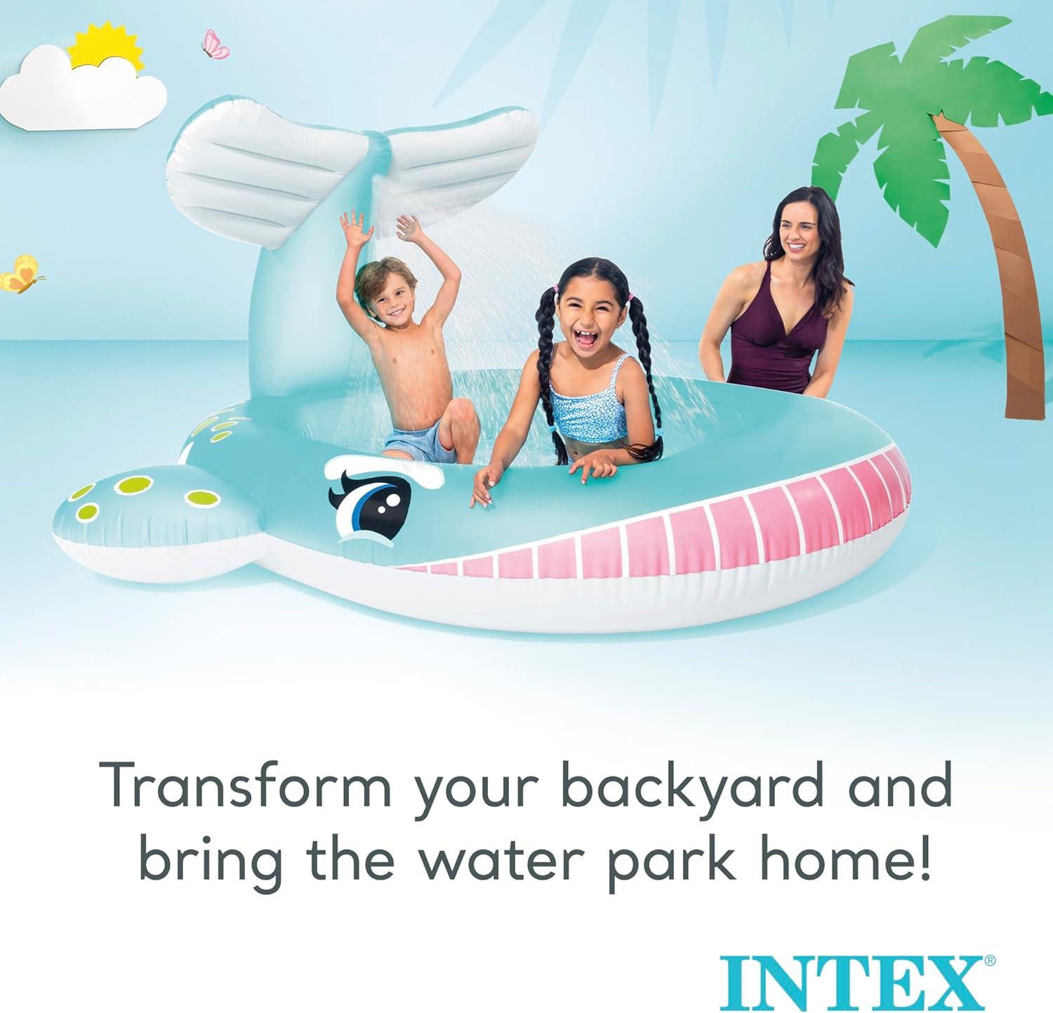 imageINTEX 57128MW Shark Play Center Inflatable Kiddie Pool 615in x 51in x 33in Ages 2Blue