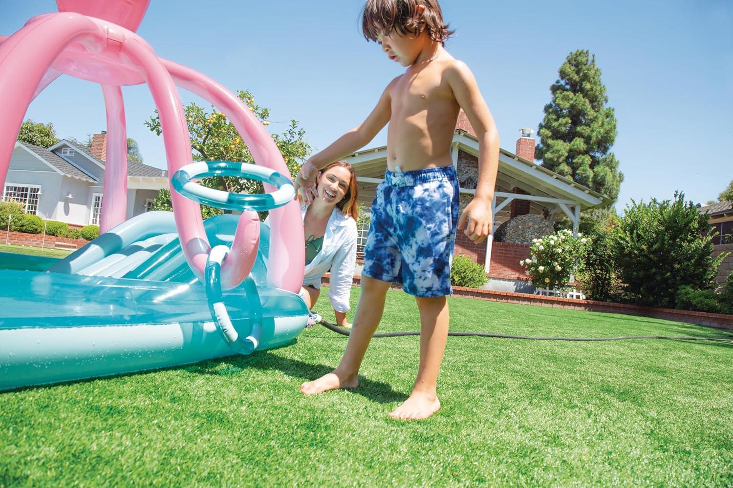 imageINTEX 57128MW Shark Play Center Inflatable Kiddie Pool 615in x 51in x 33in Ages 2Blue