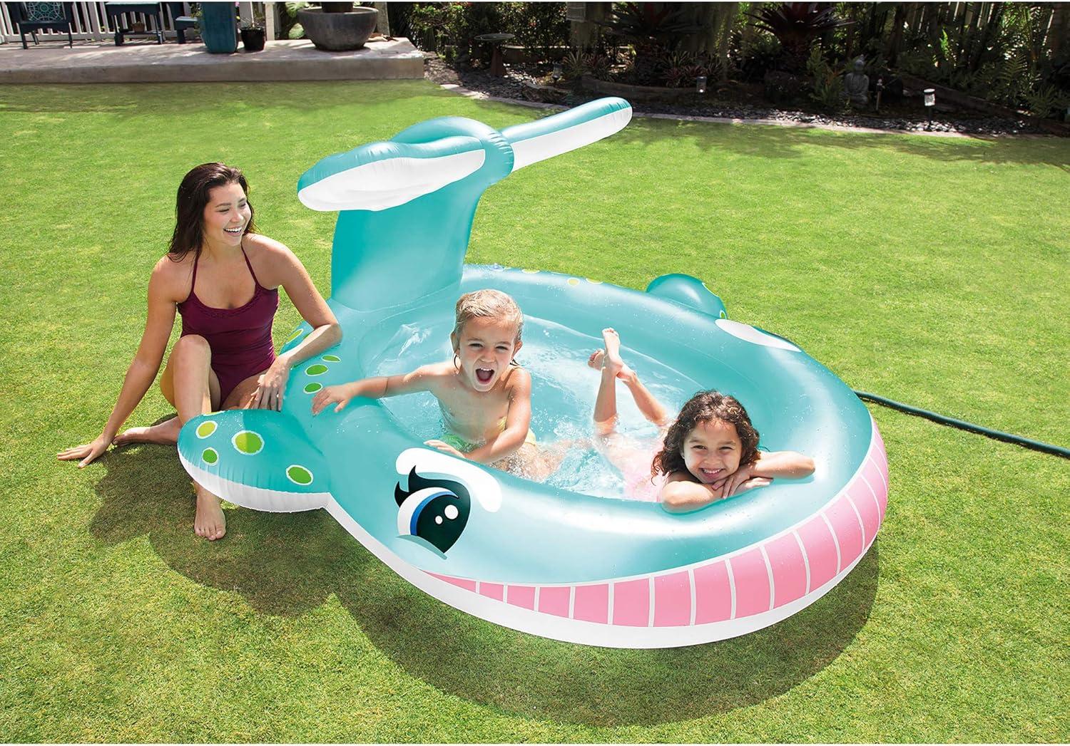 imageINTEX 57128MW Shark Play Center Inflatable Kiddie Pool 615in x 51in x 33in Ages 2Blue