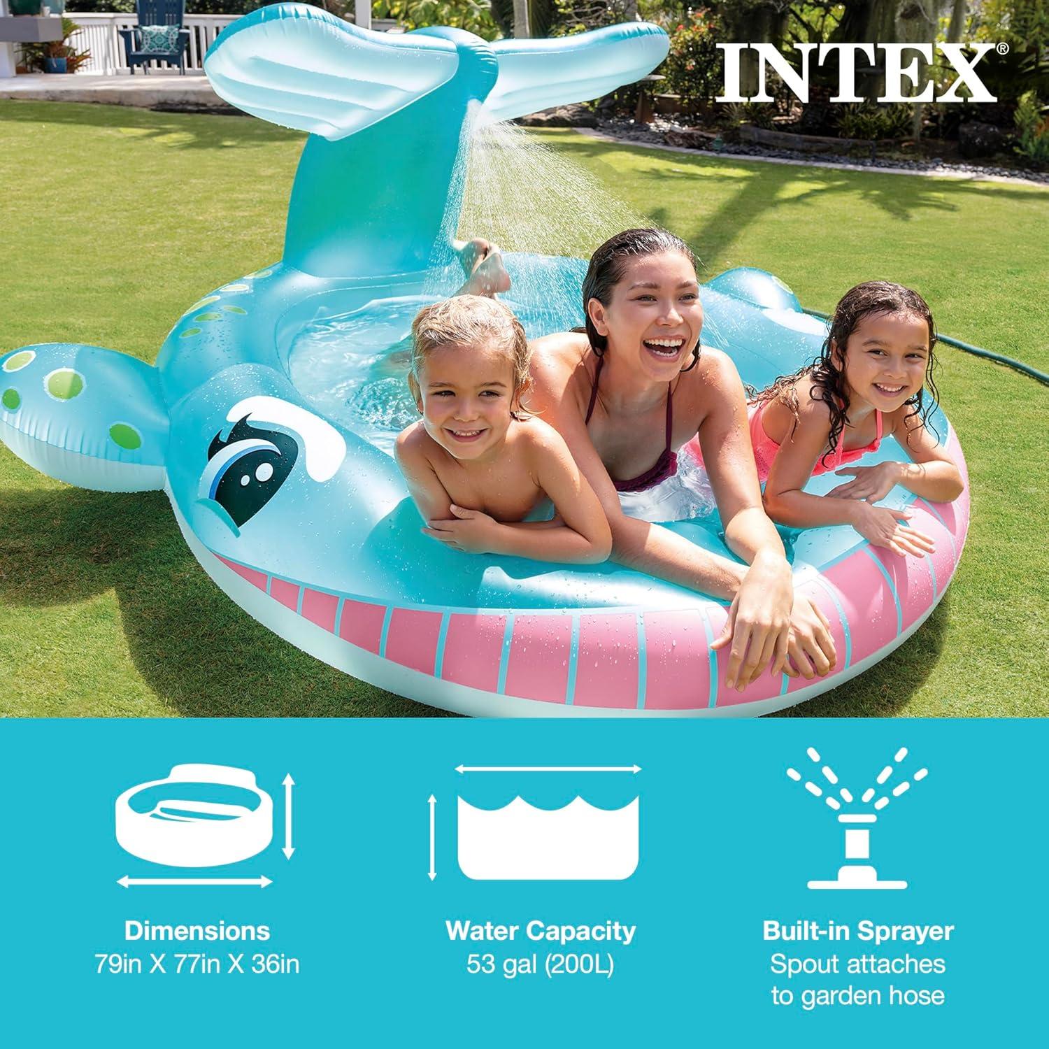 imageINTEX 57128MW Shark Play Center Inflatable Kiddie Pool 615in x 51in x 33in Ages 2Blue