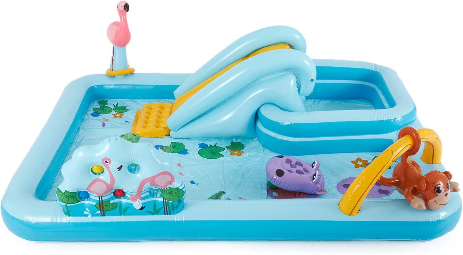 imageINTEX 57128MW Shark Play Center Inflatable Kiddie Pool 615in x 51in x 33in Ages 2Blue