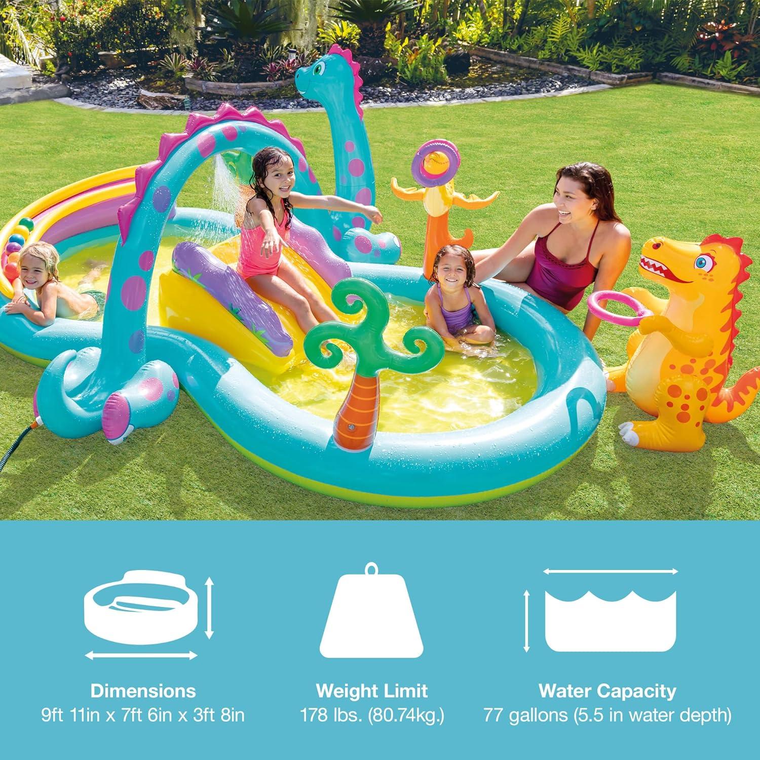 imageINTEX 57128MW Shark Play Center Inflatable Kiddie Pool 615in x 51in x 33in Ages 2Multicolor